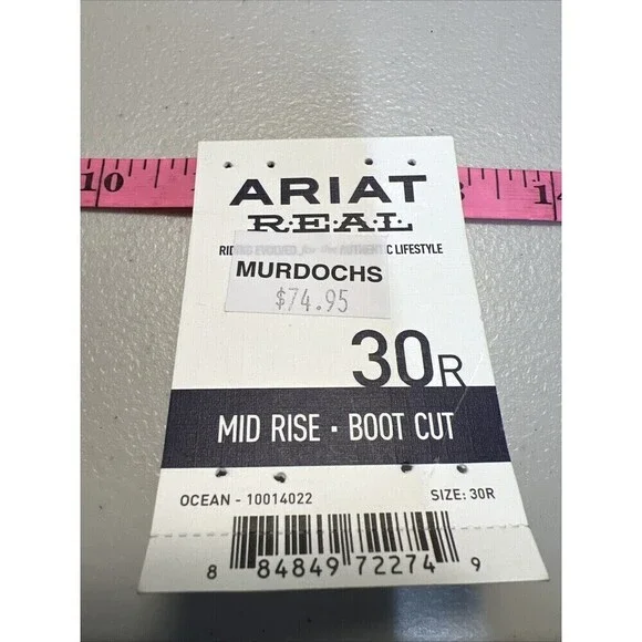 ARIAT Mid Rise Boot Cut Jeans Ocean Blue Size 30R 32”L Whipstitch - Picture 15 of 15